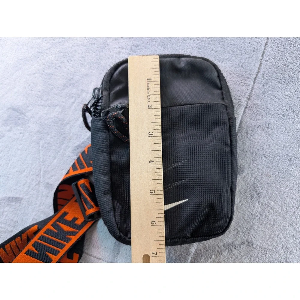 Nike Heritage Crossbody Sling Bag Unisex Small Black/Orange Mesh BA5871 010